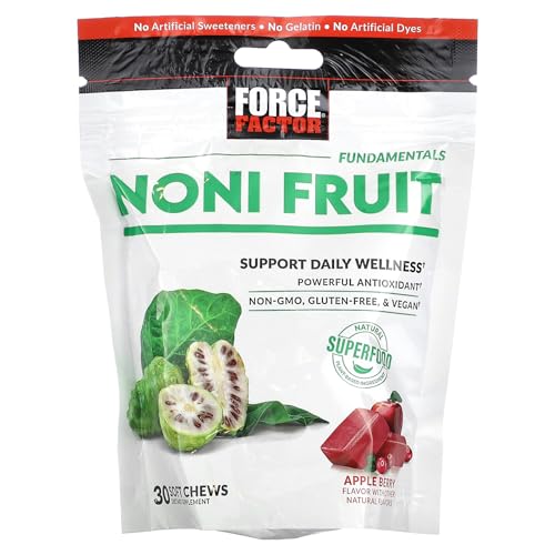 force factor noni fruit chews for immunity and skin health support noni juice supplement plant-based antioxidant superfood chews gluten-free amp vegan apple berry flavor 30 soft chews
