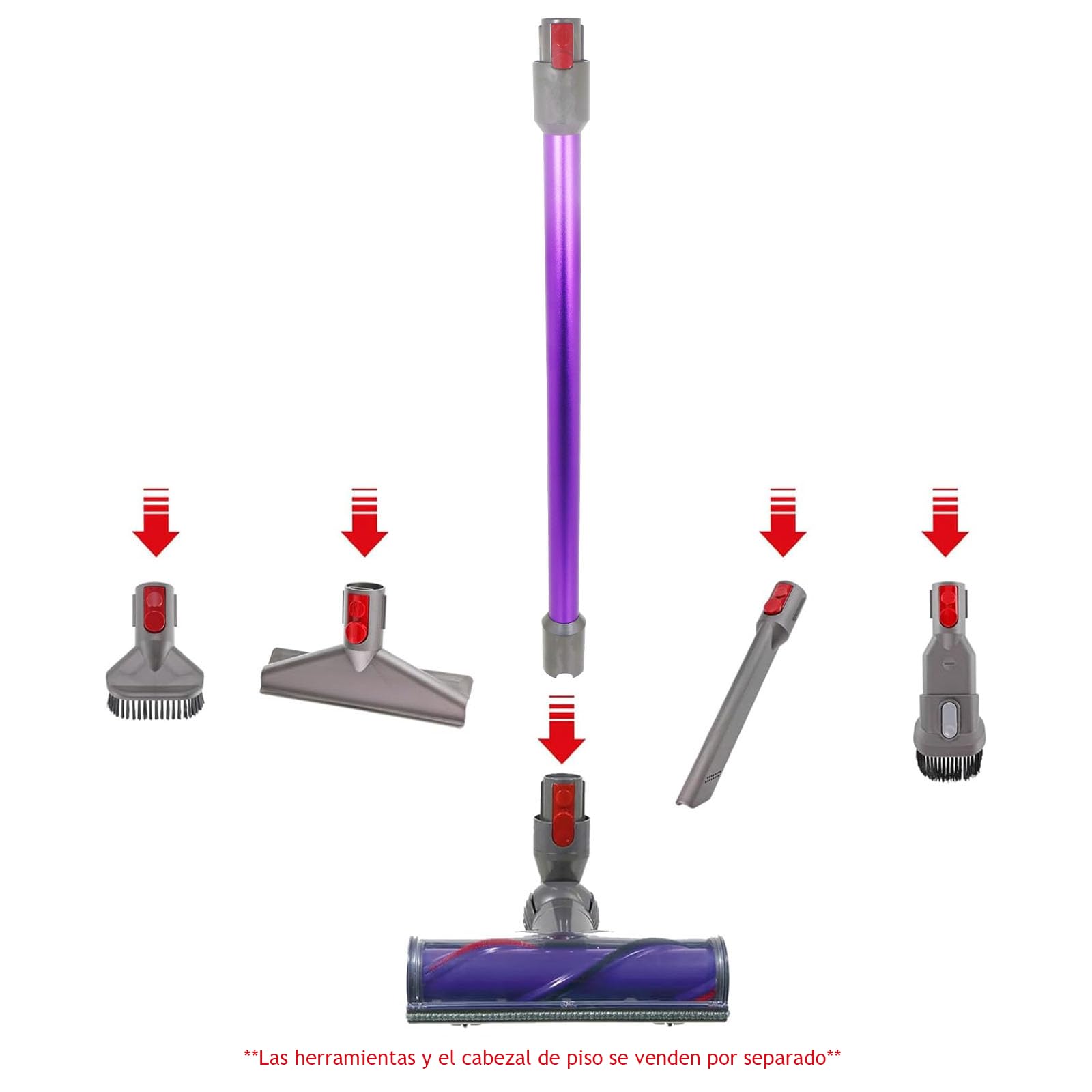 SPARES2GO Varilla de extensión para aspiradora Dyson V7, V8, V10, V11, V15, SV10, SV11, SV12, SV14, color morado