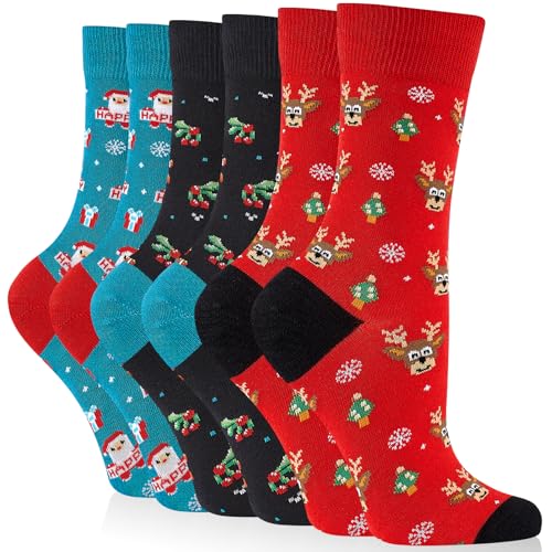 SockWaddles Ladies Bamboo Socks 3 Pairs Breathable Womens Crew Socks Cotton & Bamboo Blend Comfortable Dress Sock Soft Top with Reinforced Heel and Toe Chirstmas Gifts for Ladies Wife Grils Xmas