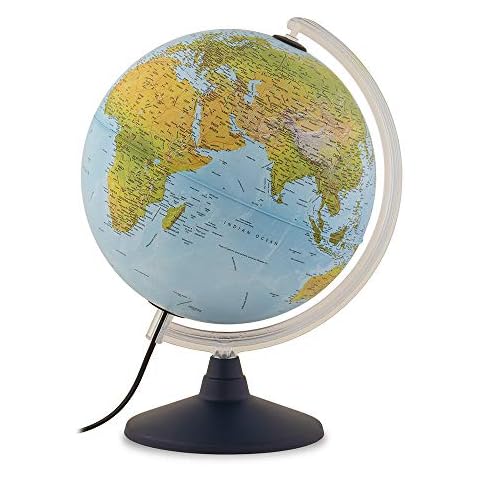 TECNODIDATTICA 0330ELFGINHBT066 Nova Rico 30 Elite Globe | Illuminated and revolving | Graduated Meridian Cartography in English | 12"/30cm Diameter, Physical/Political Cover