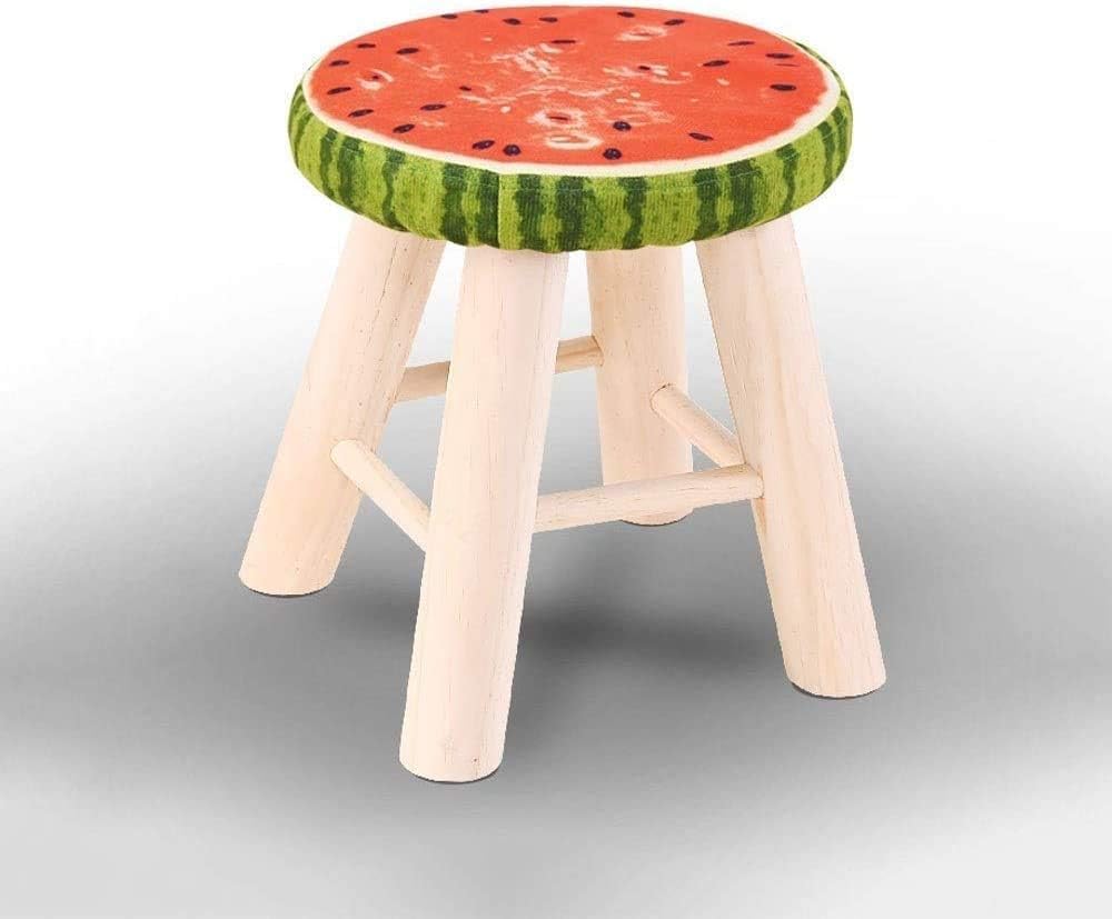 Repose-Pieds Ottoman : Pouf Rond en Bois avec Siège Rembourré en Lin pour Salon