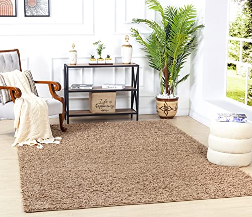 Livabliss Home Shaggy Rug - Alfombra Salon Grande Habitacion, Dormitorio - Alfombra Pelo Largo Berber Abstracta, Pelo Grueso y Esponjoso - Alfombras Grande de 160x220cm, Beige Claro