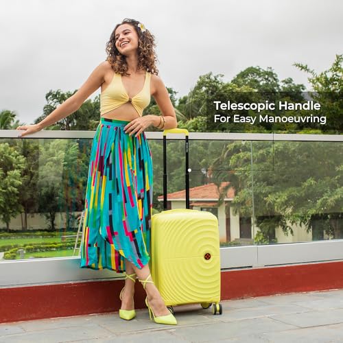 Image of Nasher Miles Polypropylene Spinner Seattle Hard-Sided Cabin Luggage 20 inch | 55cm | 8 Wheels Small Trolley Bag for Travel | Suitcase (Yellow)
