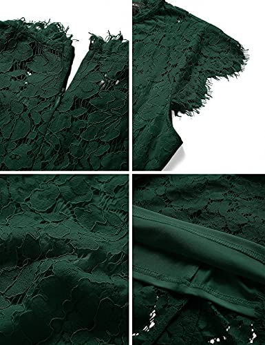 MEROKEETY Women's Sleeveless Lace Floral Elegant Cocktail Dress Crew Neck Knee Length for Party - Image 6