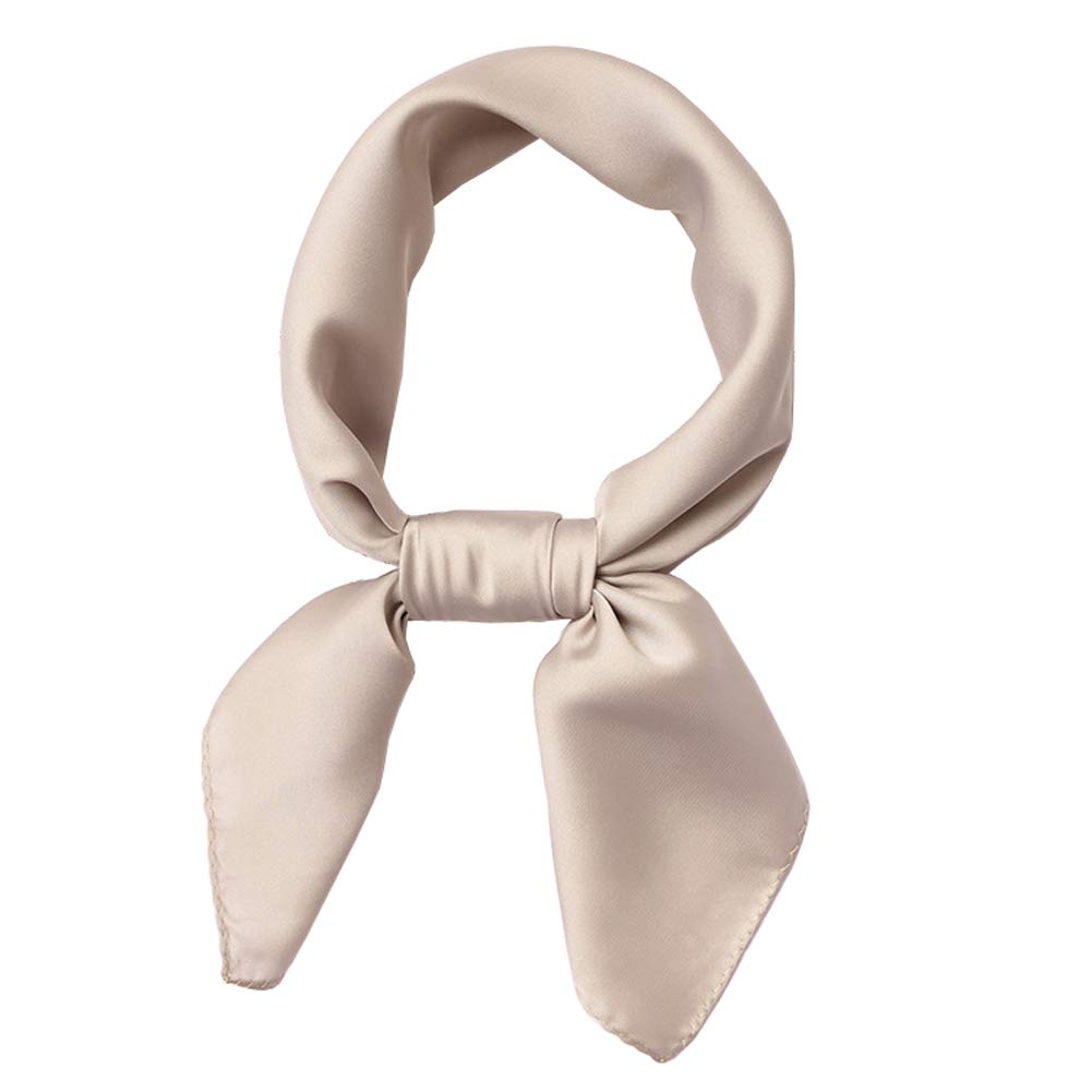 XINQIAO Womens Silk Like Solid Square Scarf Fashion Satin Neck Hair Tie Band (#6 Ivory)