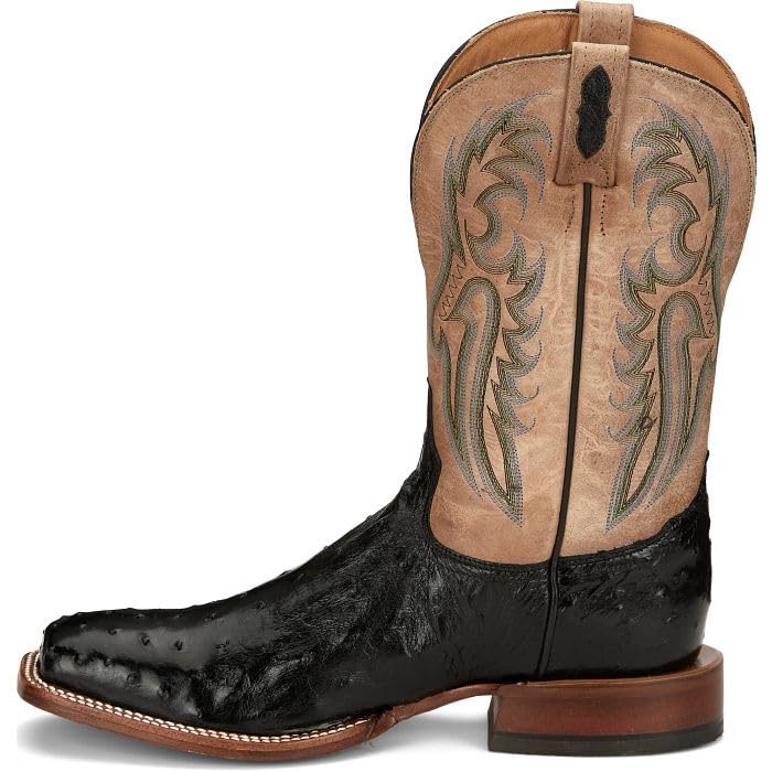 Tony Lama Castillo 11'' Full Quill Ostrich Men's Western Boots – Premium Leather, Durable Design, Comfortable Fit, Onyx - 12 D3