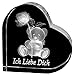 Kaltner Präsente Geschenkidee – Herz aus Glas: Kristallglas mit 3D-Laser-Gravur Teddy Rose ICH Liebe Dich inklusive LED Untersetzer