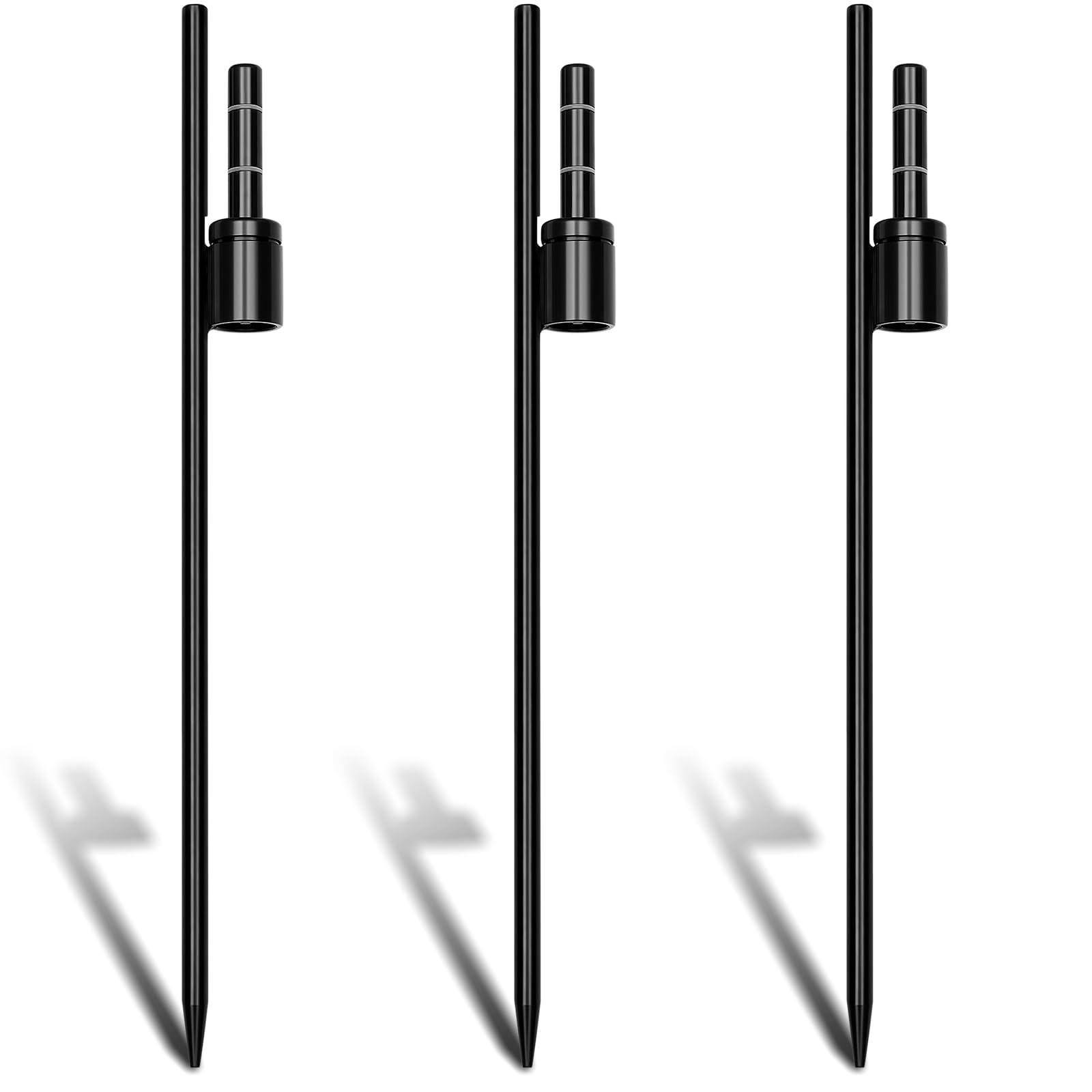 (Incomplete)Shimeyao Flag Pole Holder for Ground Banner Stakes Stainless Steel Feather Flag Ground Spike Black Ground Stake with Sleeve Bearing Fit Flag Poles with 0.66 Inch Inner Diameter(3 Pcs)