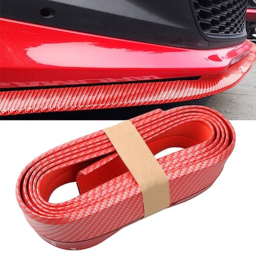 Car Front Bumper Protector Self-Adhesive Auto Splitter Body Spoiler Skirt Rubber Bumper Lip Trim Spoiler 2.5M/8.2ft(Carbon Fiber red)