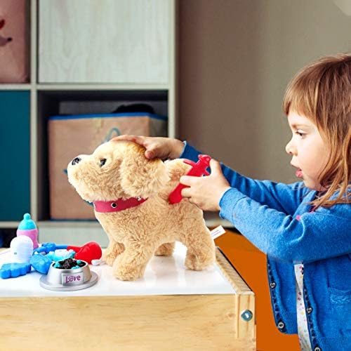xasla Plush Electronic Interactive Dog with Walking, Music, Barking, Tail Wagging Function, Realistic Stuffed Puppy Animal Dog, Electronic Pet Dog Toy Gifts for 2 3 4 5 Years Girls Boys Kids