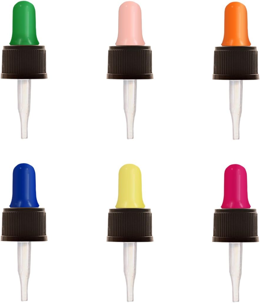 Year of Plenty Glass Eye Droppers for 5ml Essential Oil Bottles | 6-Pack | Multicolored | Compatible with doTERRA, Young Living, Edens Garden, Rocky MTN, Plant Therapy, Plant Guru 1/6fl oz