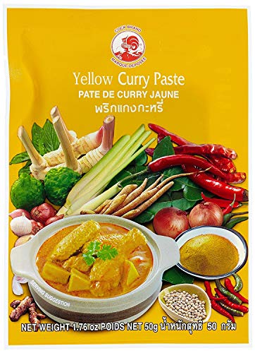 Cock Brand - 5 verschiedene Curry Pasten je 50g (Rote, Gelbe, Grüne, Panang, Matsaman)