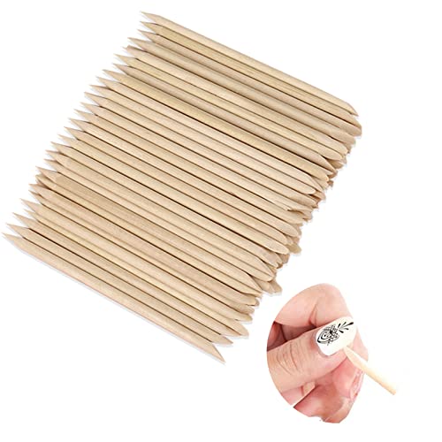 100 Piezas de Palos de Madera Naranja, Palitos de Madera Nail Nail Cuticle Stick, para Empujar y Retirar las Cutículas y para Manicura, Arte de Uñas y Pedicura Cover