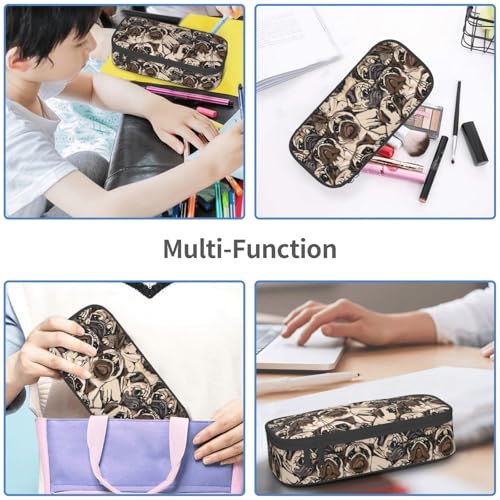 Image of Funny Pug Dog Pencil Case Organizer Big Capacity Pencil Pouch Stationery With Zipper School Supplies Pencil Bag For Girls Boys Office