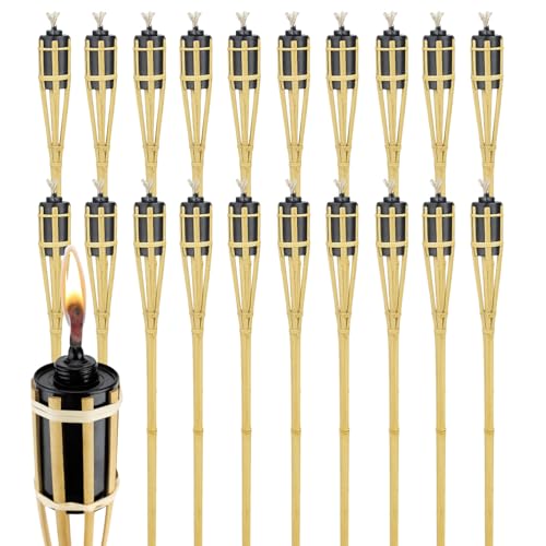 Virsus 20 Fiaccole da giardino in bambù, Altezza 90 cm, torcia ad olio con stoppino, candela per esterno, fiaccola decorativa per Feste ed Eventi -2333