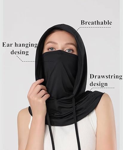 Cazytoyz Balaclava Face Mask Summer Cooling Neck Gaiter Uv Protection Hood Full Head Ski Mask For Men Women Cycling Motorcycle Fishing Black thumb #2