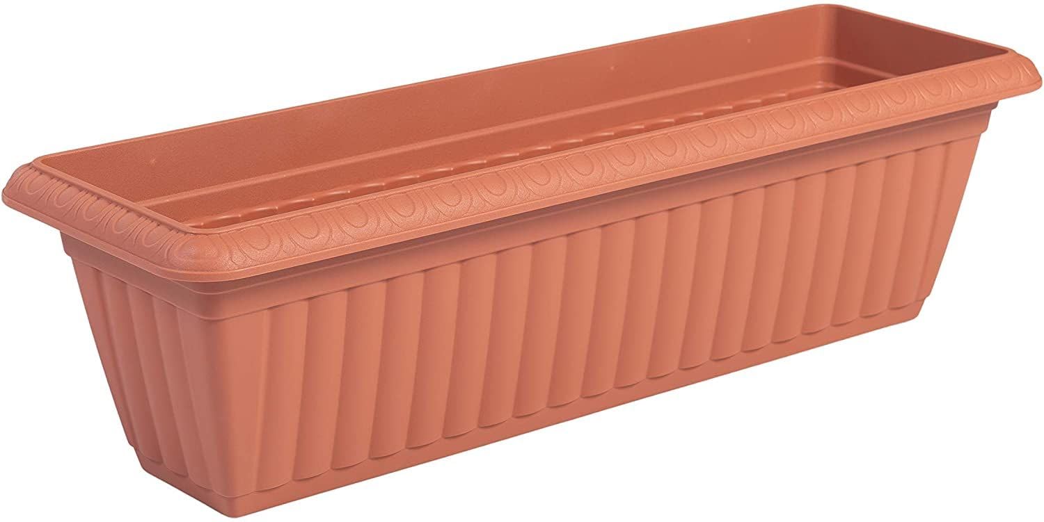 Iris Ohyama, Maceta, jardinera delgada con sistema de drenaje/reserva de agua, para la jardinería - Slim Planter Relief610 - Marrón