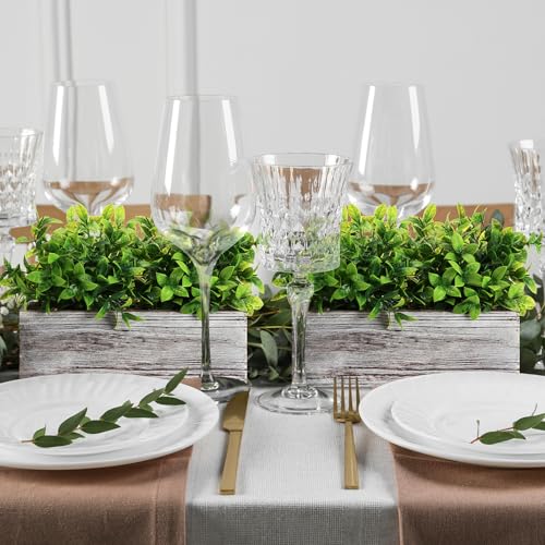 Lyrow-2-Pack-Artificial-Eucalyptus-Plant-in-Rustic-Rectangular-Wooden-Planter-Box-Artificial-Plants-for-Home-Decor-Indoor-Faux-Potted-Herb-Plant-Greenery-Arrangement-for-Gifts-Wedding-Indoor-Decor Lyrow 2 Pack Artificial Eucalyptus Plant in Rustic Rectangular Wooden Planter Box Artificial Plants for Home Decor Indoor Faux Potted Herb Plant Greenery Arrangement for Gifts Wedding Indoor Decor