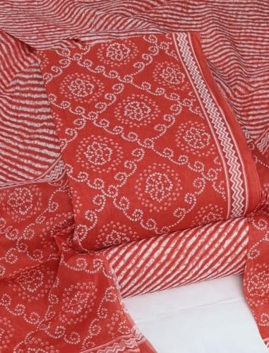 Image of DRAVINAM Trends Women's Premium Cambric Cotton Jaipuri Printed Unstitched Salwar Suit Dress Material with Mulmul Cotton Dupatta