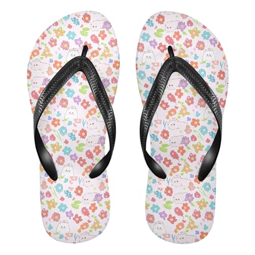 Cute White Cats Flowers Flip Flop Beach Summer Casual Sandal for Women & Men Shower Shoes 20861738