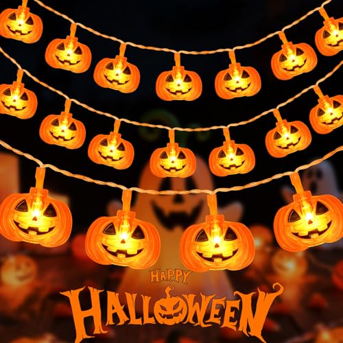cshare Halloween Deko Lichterkette, 3M 20LED Kürbis Lichterketten...