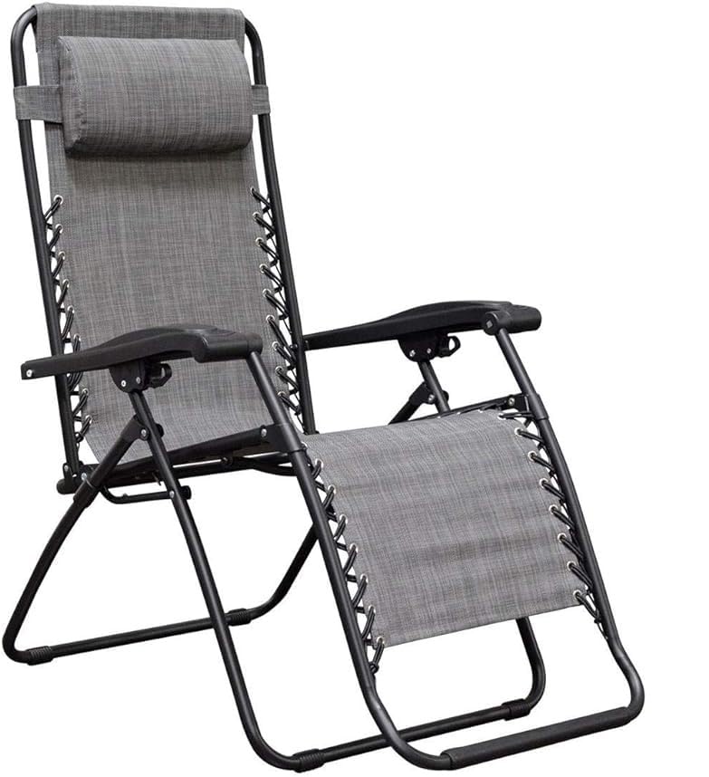 azorex Silla Gravedad Cero Plegable Tumbona Reclinable Terminado Banquetas para Salón Jardín Balcón (Gris Claro)