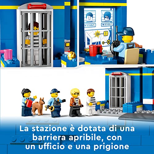 City Inseguimento alla Stazione di Polizia con Macchina e Moto Giocattolo, Prigione, Percorso ad Ostacoli, 4 Minifigure e Figura di Cane, Giochi per Bambini 60370 - Lego - Immagine 4