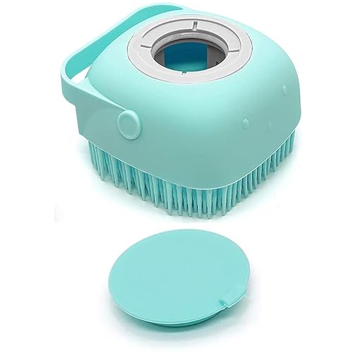 Cepillo de baño para perros y mascotas cepillo de silicona suave para champú cepillo de limpieza de pelo suave azul
