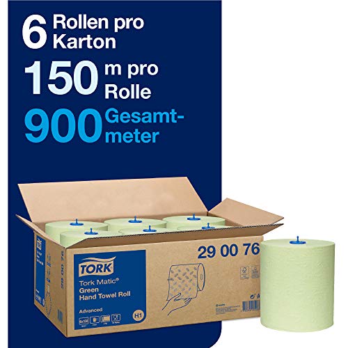 Tork Matic grünes Rollenhandtuch Advanced 290076 - H1 Papierhandtücher für Rollenhandtuchspender, saugfähig und reiÃfest, 2-lagig, grün - 6 Rollen x 150 m – Bild 4