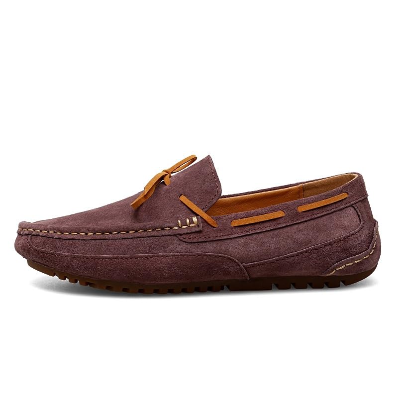 Men's Loafers Shoes Round Toe Leather Boat Shoes Comfortable Lightweight Flexible Walking Casual Slip-on(Brown,10 M US)2