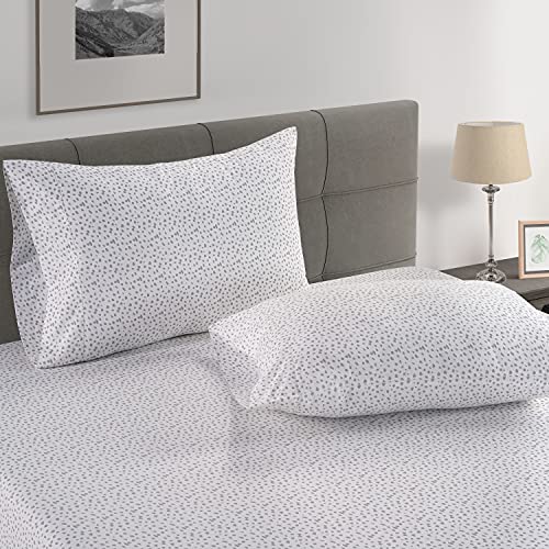 Image of LANE LINEN 100% Organic Cotton King Fitted Sheet, 3-Piece Set (1 Fitted Sheet, 2 Pillowcases), Percale Weave, Ultra Soft, Breathable, GOTS Certified, Fits Mattress Upto 15 inch Deep - White(Grey Dot)