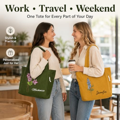 Bolso Tote de Pana para Mujer con Bolsillos miniatura 5
