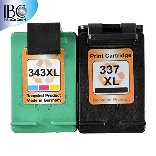 2 x cartuchos de tinta para HP 337 + 343 Photosmart Deskjet: 5940/5950/6940/6980/6985/6988/D4100 Deskjet: D4145/D4155/D4160 OfficeJet: 100/150 Mobile/6300/6304/6305 OfficeJet: 6310/6313/6315/H470/Pro K7100 Photosmart: 2500/2570/2575/8000 8030/8049/8050/C4100/C4110 C4140/C4150/C4170/C4175/C4180 C4190/D5060/D5065/D5100 D5145/D5155/D5160