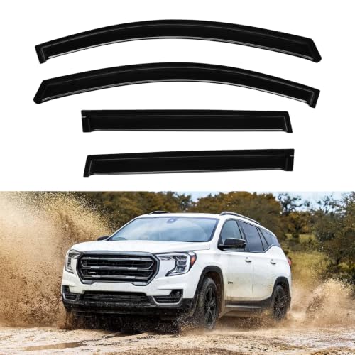 Image of Terrain Rain Guards - Window Visors for GMC Terrain 2018-2024, Out-Channel Side Window Rain Guards for Terrain Accessories, 4PCS, Black, Car Accessories