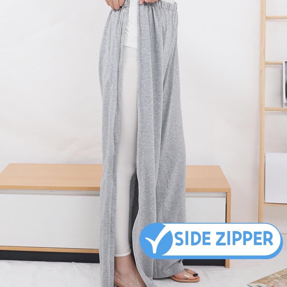 WEEOATAR Pantalones unisex para pacientes,Ropa de paciente postrada en cama,Ropa de discapacidad con cremalleras,Vestidos de hospital Ayuda de enfermería