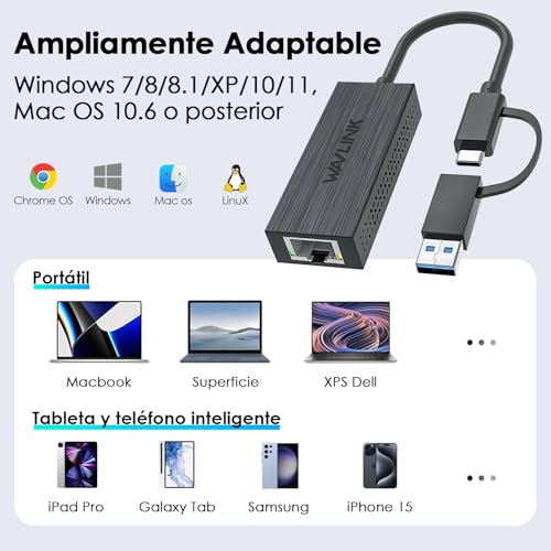 Adaptador USB C a Ethernet WAVLINK para solucionar los problemas de Wi-Fi lento 6