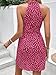 LIGHT DOT Women's Summer Dress Dot Print Halter Neck Tie Waist Casual Zipper Back Sundress Vacation Beach (Fuchsia, L)
