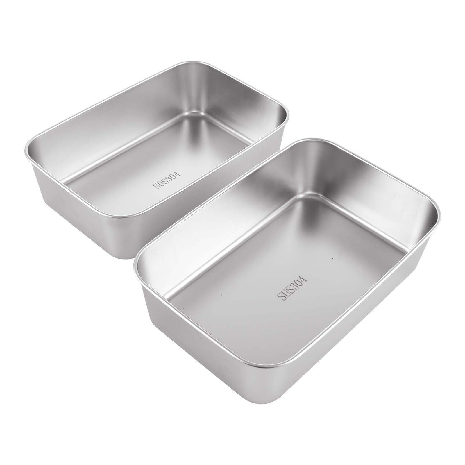 ASelected 2pack Non-Stick Loaf Tin, Stainless Steel 2lb Bread Loaf Pan Rectangular Cake Tin Mould for Baking Banana Bread, Meatloaf, Lasagna, Dishwasher Safe, 23×15×6cm