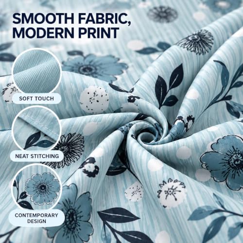 Image of Winter Quilt Cover Double Bed with Zipper Blanket Cover /rajai Cover /Comforter Cover /Duvet Cover King Size Soft Cotton Breathable Skin Friendly Stuff 90x100 Inches Color- Aqua Blue Floral