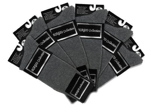 6 Pair of Biagio Solid CHARCOAL GREY Color Men's COTTON Dress SOCKS2
