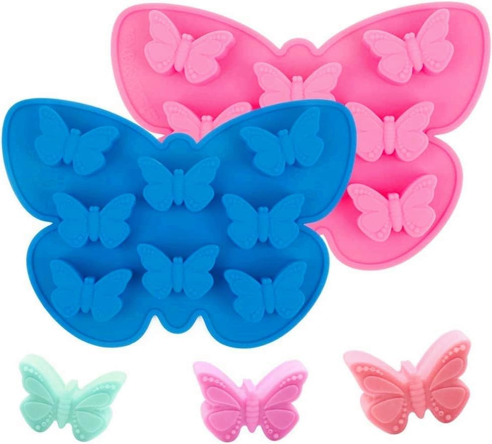 2 moldes de mariposa de silicona con forma de mariposa para cubitos de hielo, moldes para derretir cera, moldes para hornear dulces de chocolate,