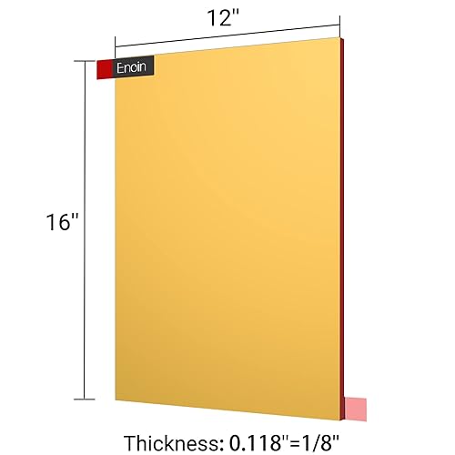 Miniatura 10 de Enoin Paquete de 1 hoja de acrílicoplexiglás amarillo no transparente de 8 x 12 pulgadas, 0.118 pulgadas de grosor, hoja de plástico de color para