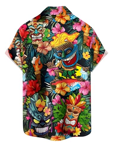 Mens Button Down Short Sleeve Shirt Shirt Collar Abstract Printed Shirts Casual Beach Tops2