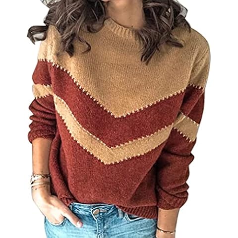 Pullover Damen Winter Langarm Elegant Rundhals Strickpullover Cover
