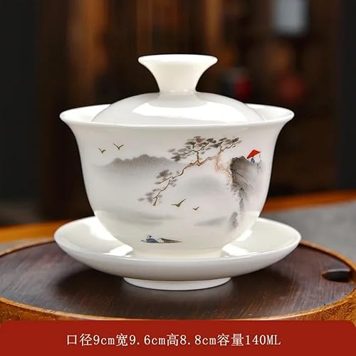 Miniatura 2 de Taza de té de cerámica de 4.7 fl oz con tapa de sopera de té hecha a mano taza de té china de Kung Fu Porcelanas