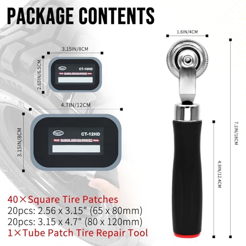 Image of 41PCS Tire Patches, Tire Patch Kit Heavy Duty 2.56 x 3.15, 3.15 x 4.7, Square Tire Patch Tire and Tube Patch Tire Repair Tools Tire Patches Kit for Bike Motorcycle Vehicle Puncture Repair