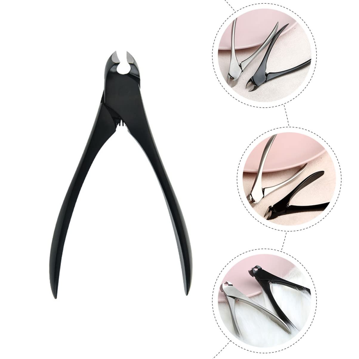 Tronchesino Unghie in Acciaio Inox Nero a Presa, Taglio | Groove Clamp per Manicure e Casa, Design Creativo, per Unghie Spesse o Incarnite