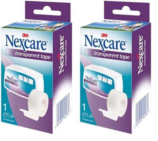 Nexcare Transparent Tape, 25 mm x 5 m, 1/Pack (Paquete de 2)