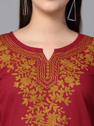 Image of QAZMI Short Kurti for Women| Rayon Cotton Embroiderd Kurta | Women's Tunic Tops