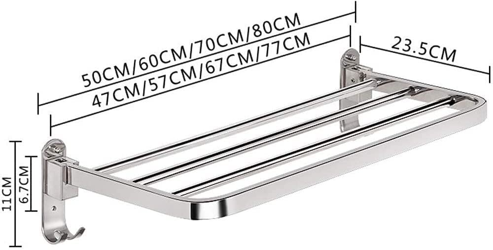 Toallero de Pared de Acero Inoxidable 304 - Estante Plegable para baño Que Ahorra Espacio, Soporte para Toallas de barandilla de Hotel y Estante de baño Delgado